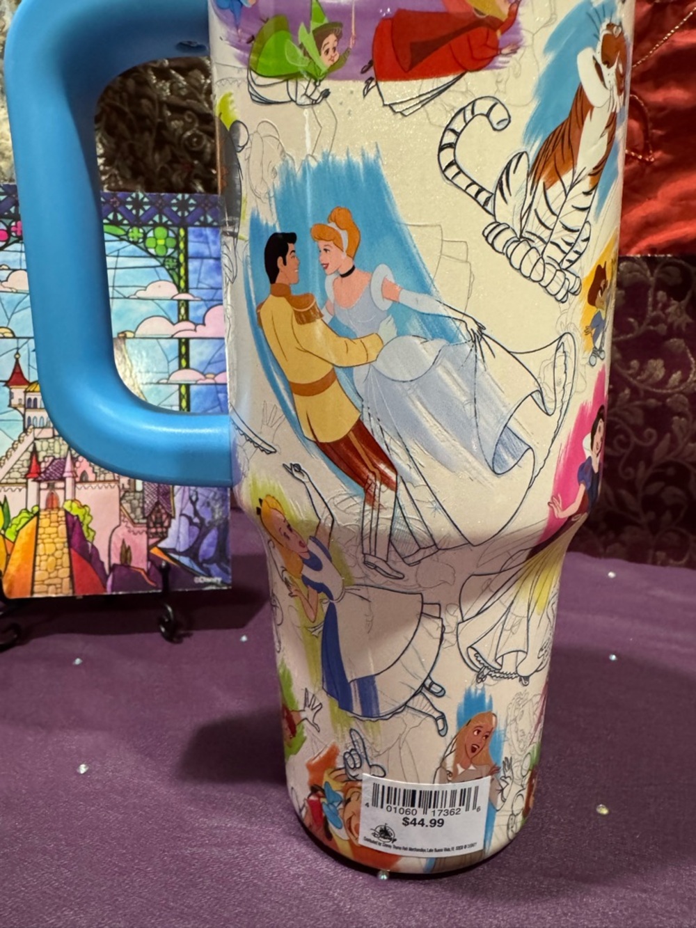 Disney Multicharacter Travel Tumbler with Blue Handle and Lid - Picture 7 of 7